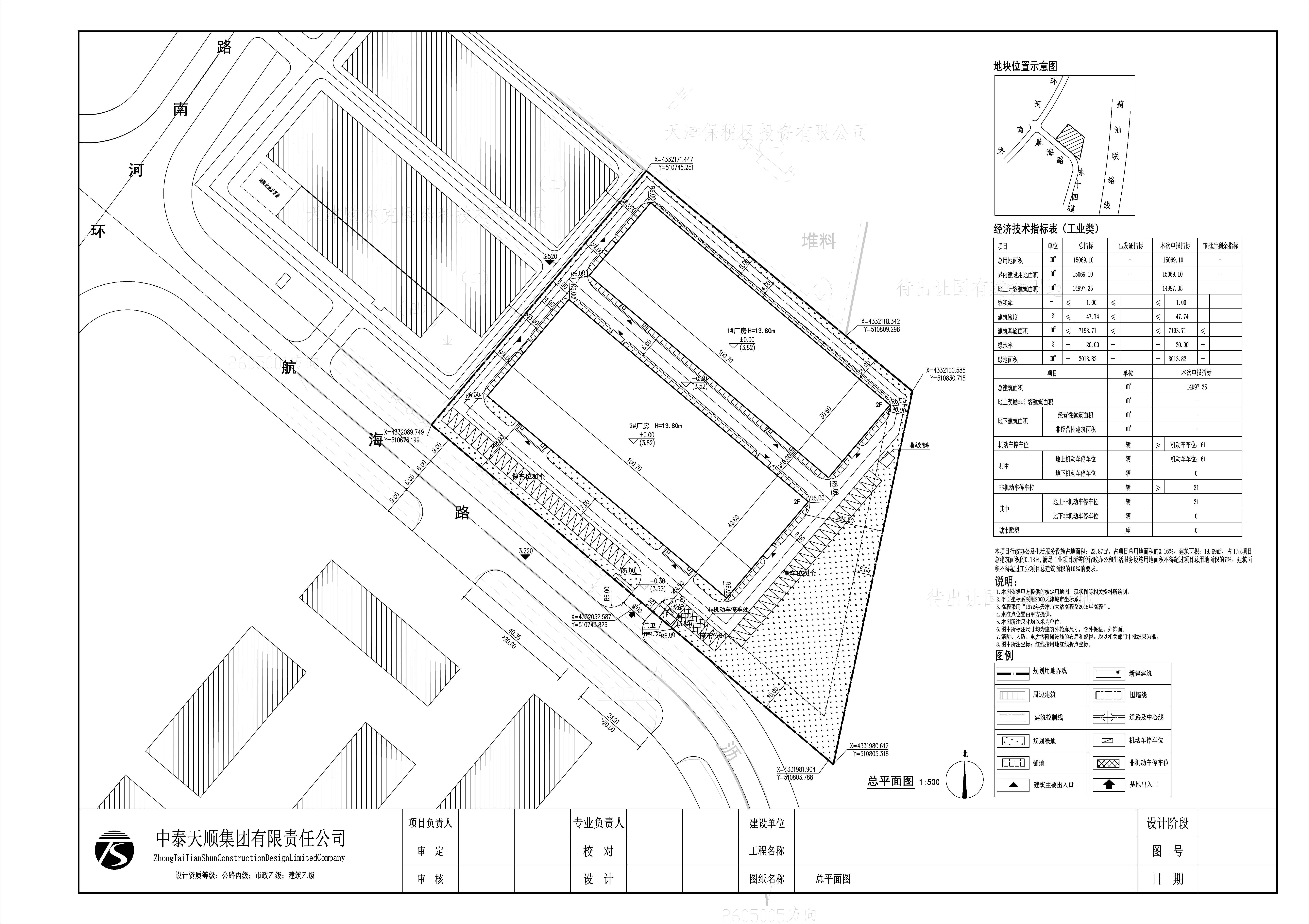 天津奥源骏康医疗器械项目总平面图公示